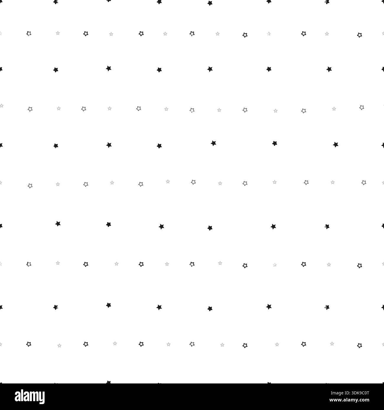 Cute black small scale stars seamless fabric pattern Stock Vector