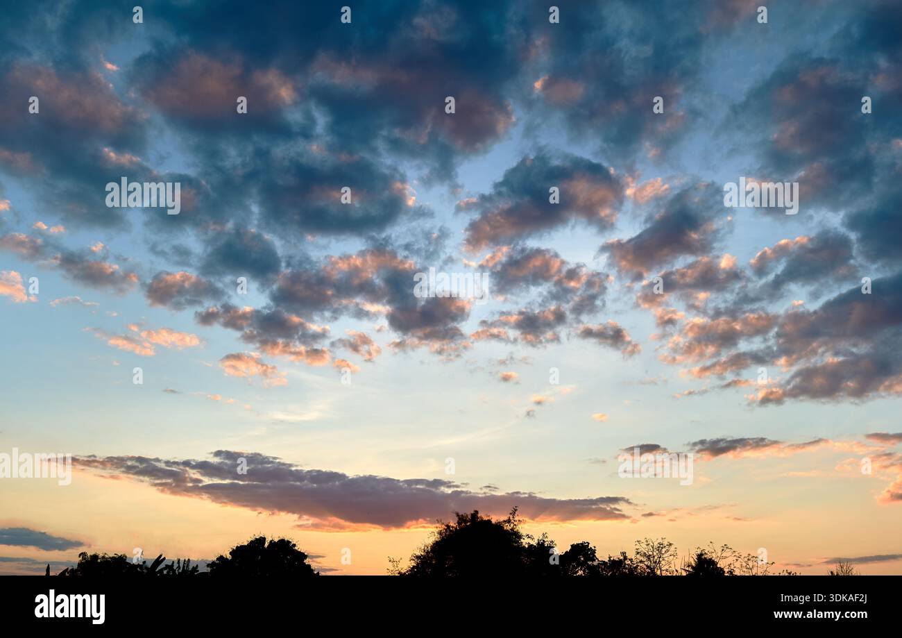 Dramatic Cloudy Sky at Sunset Stock Photo