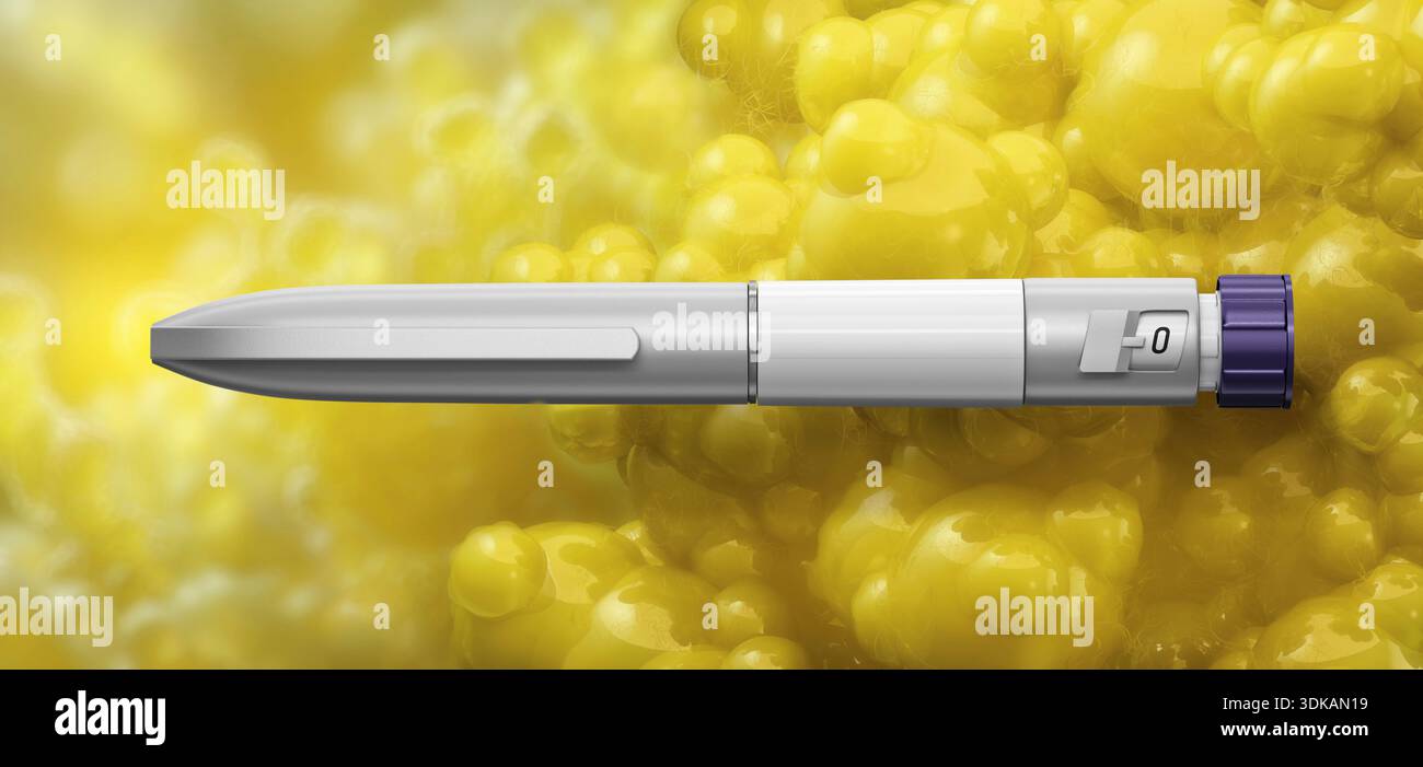 GLP-1 analogue medication, illustration Stock Photo