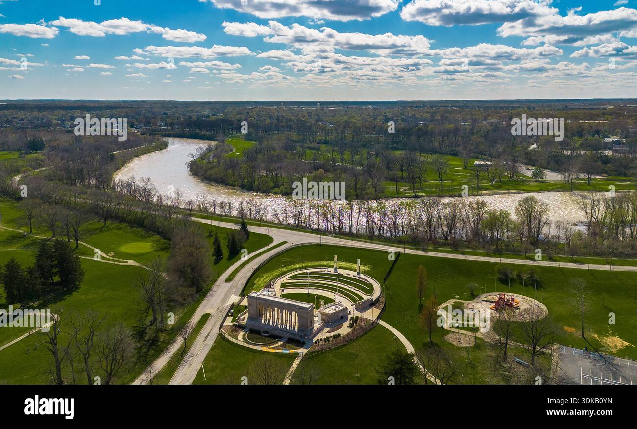 An aerial view of the Taggart Memorial Amphitheater in Riverside Park ...
