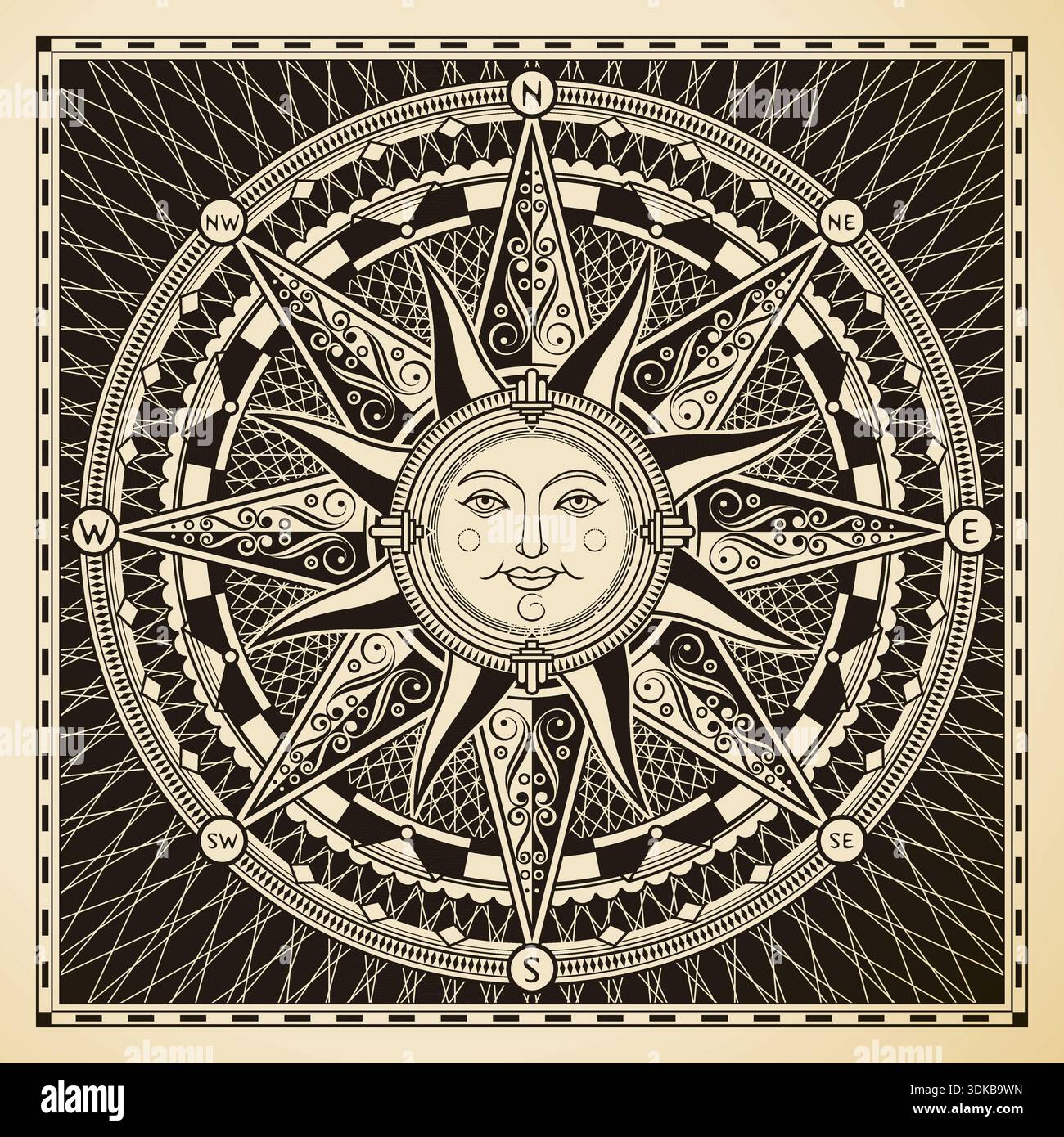 Classic vintage sun compass rose Stock Vector Image & Art - Alamy