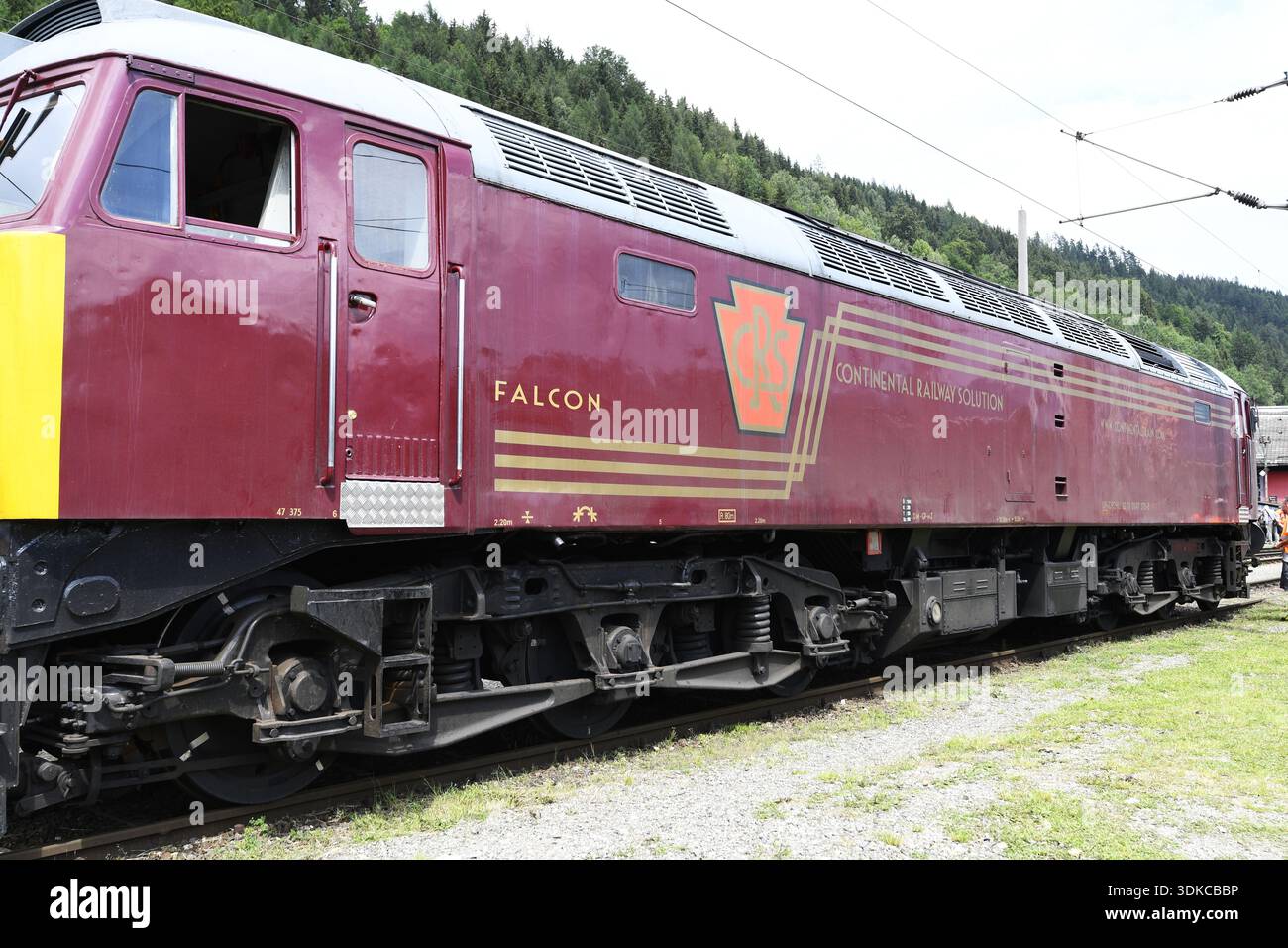 A class 47 diesel locomotive number 47829 painted in a unique