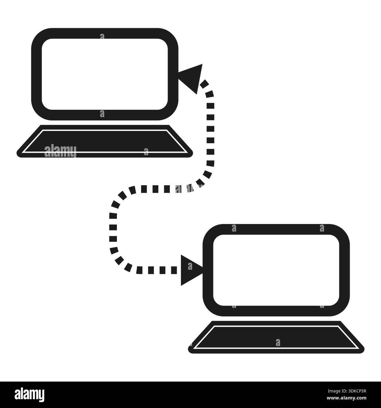 Computer sync icon. Data transfer Vector. Laptop network link. Information exchange sign. EPS 10. Stock Vector