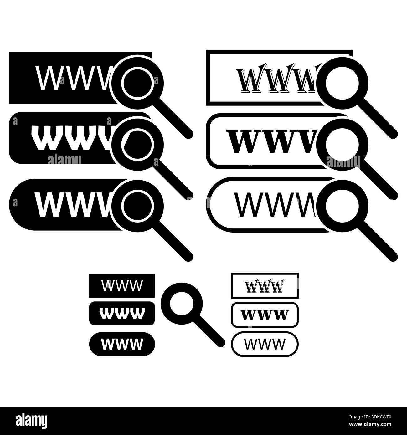Website search icon. Internet address Vector. Browser navigation bar. Web URL symbol. EPS 10. Stock Vector