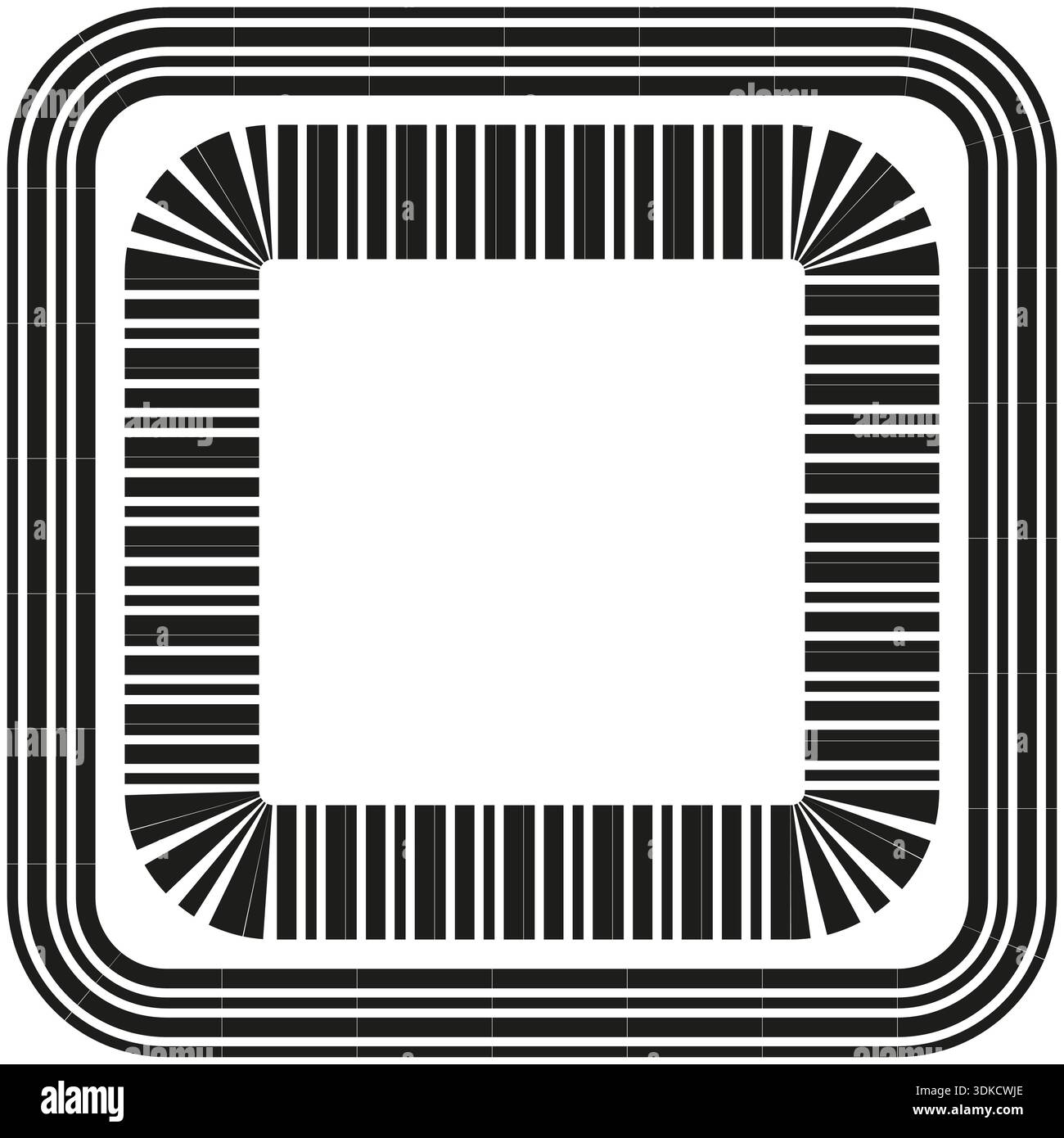 Barcode frame Vector. Black line border. Square stripe pattern. Abstract edge design. EPS 10. Stock Vector