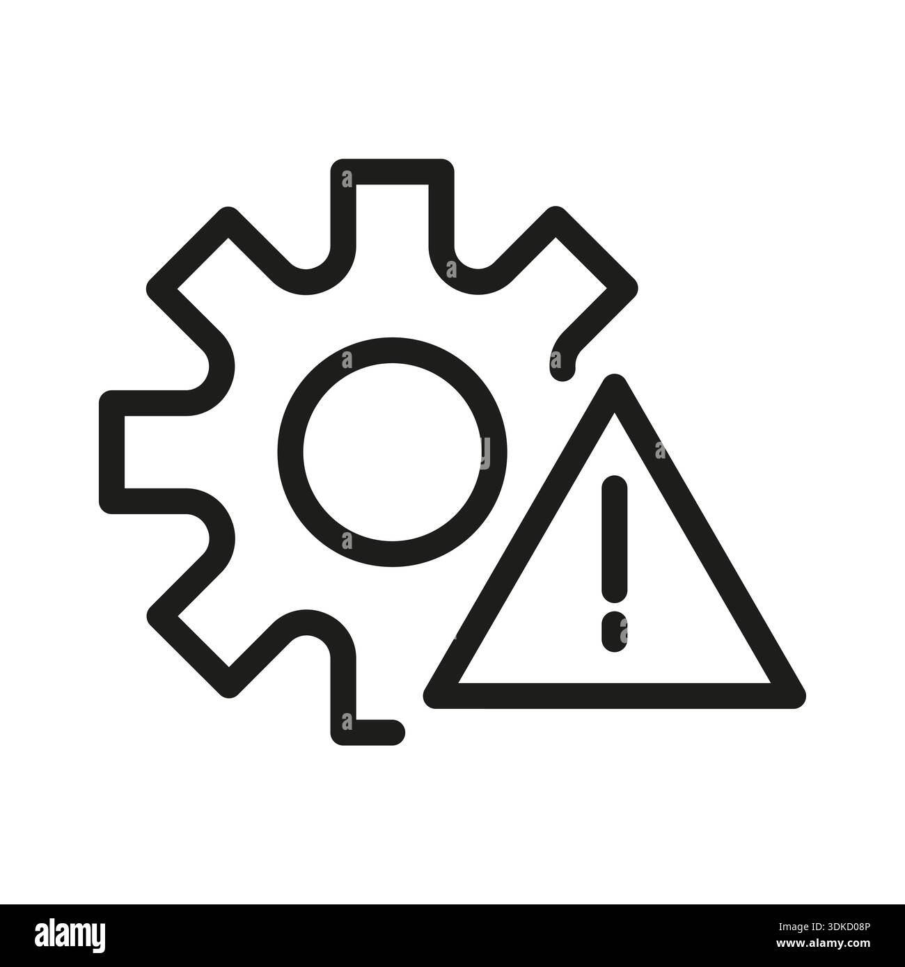 Setting error icon. Configuration warning symbol. System problem Vector alert. Gear maintenance issue. Stock Vector