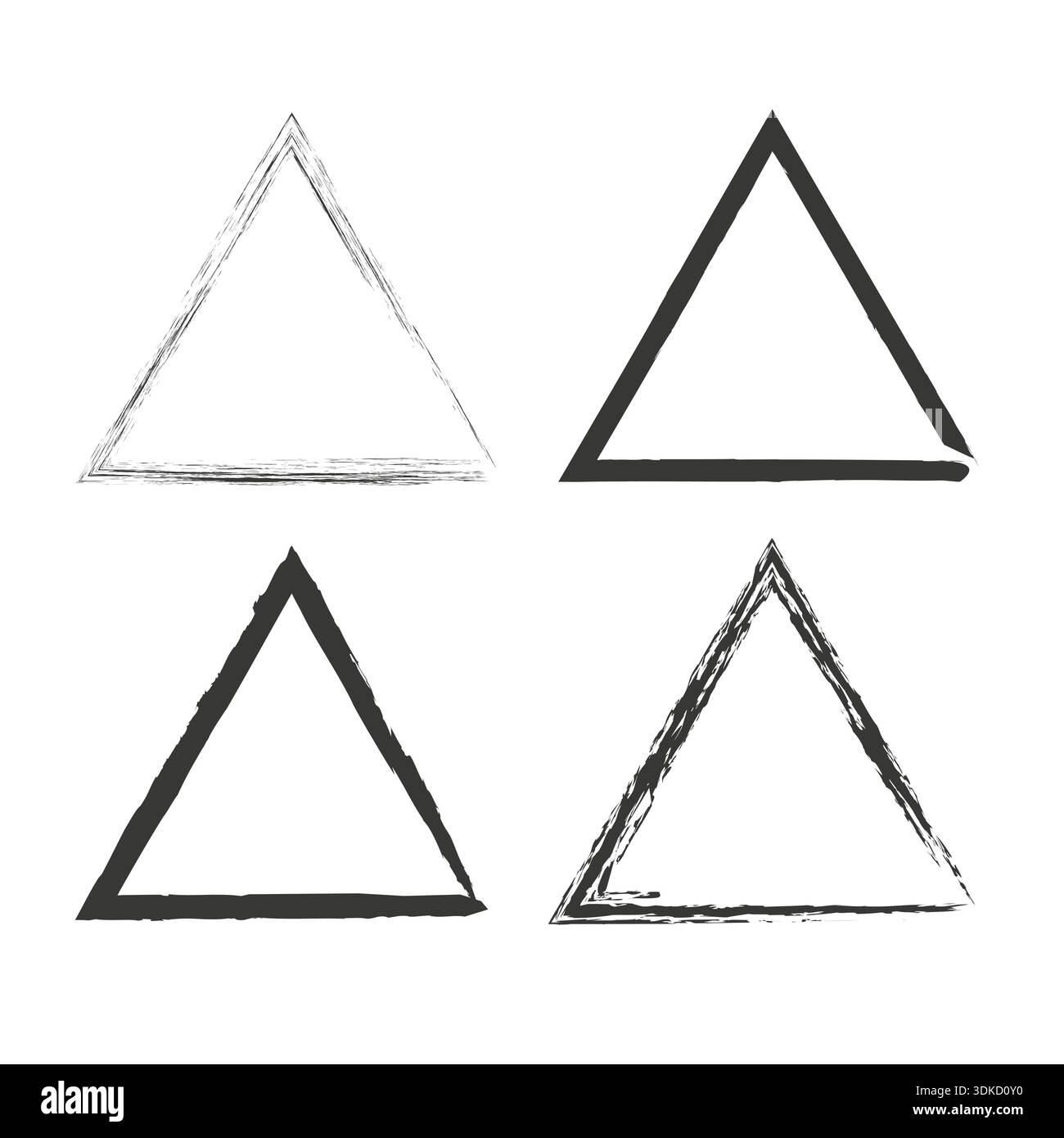 Grunge triangle frame. Black ink border. Vector shape set. Hand drawn ...