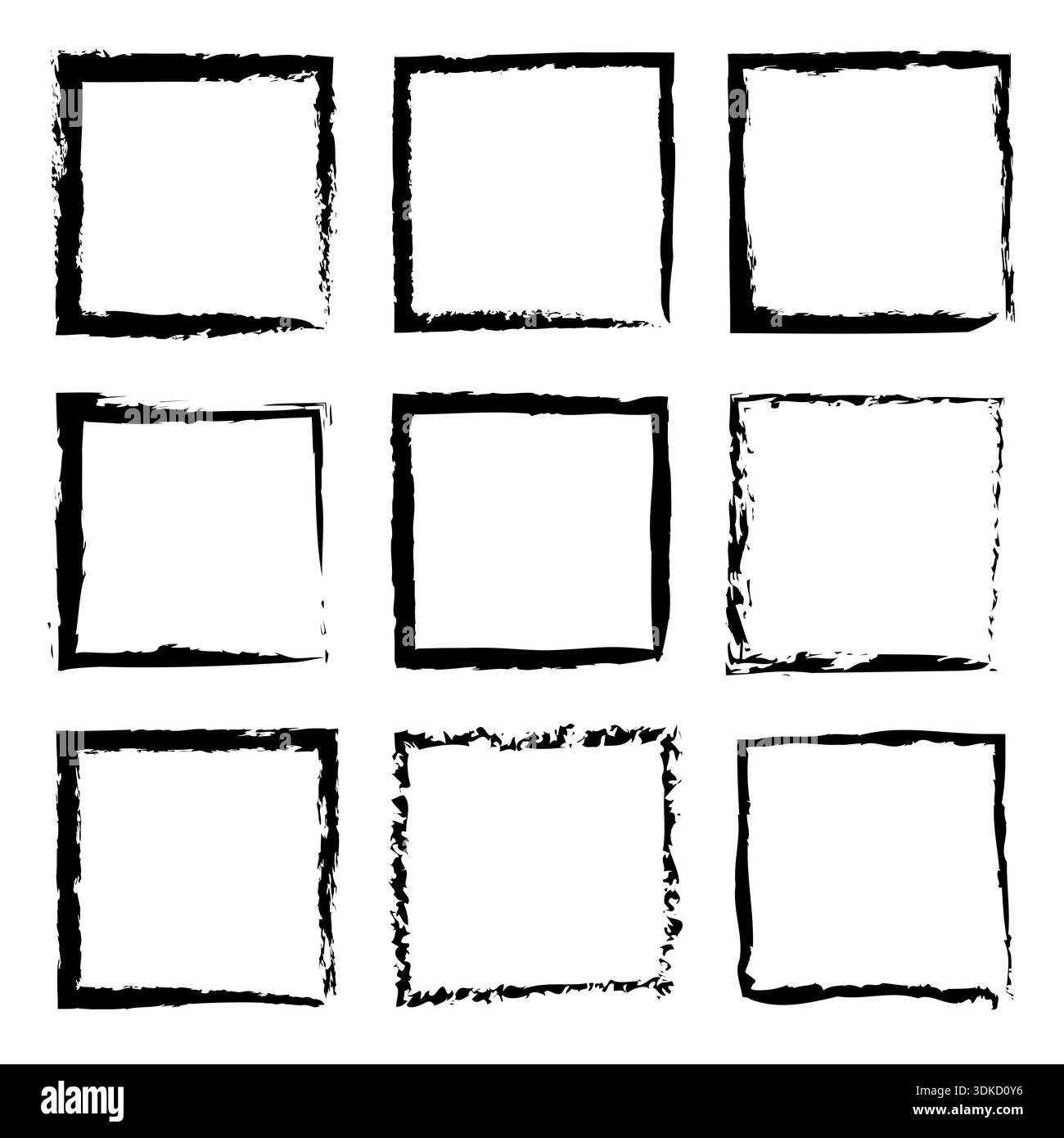 Comic panel grid. Black border set. Grunge square Vector. Hand drawn box. Stock Vector