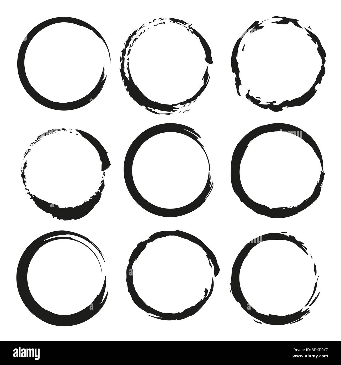 Circle outline grid. Round frame pattern. Black ring Vector. Grunge loop set. Stock Vector