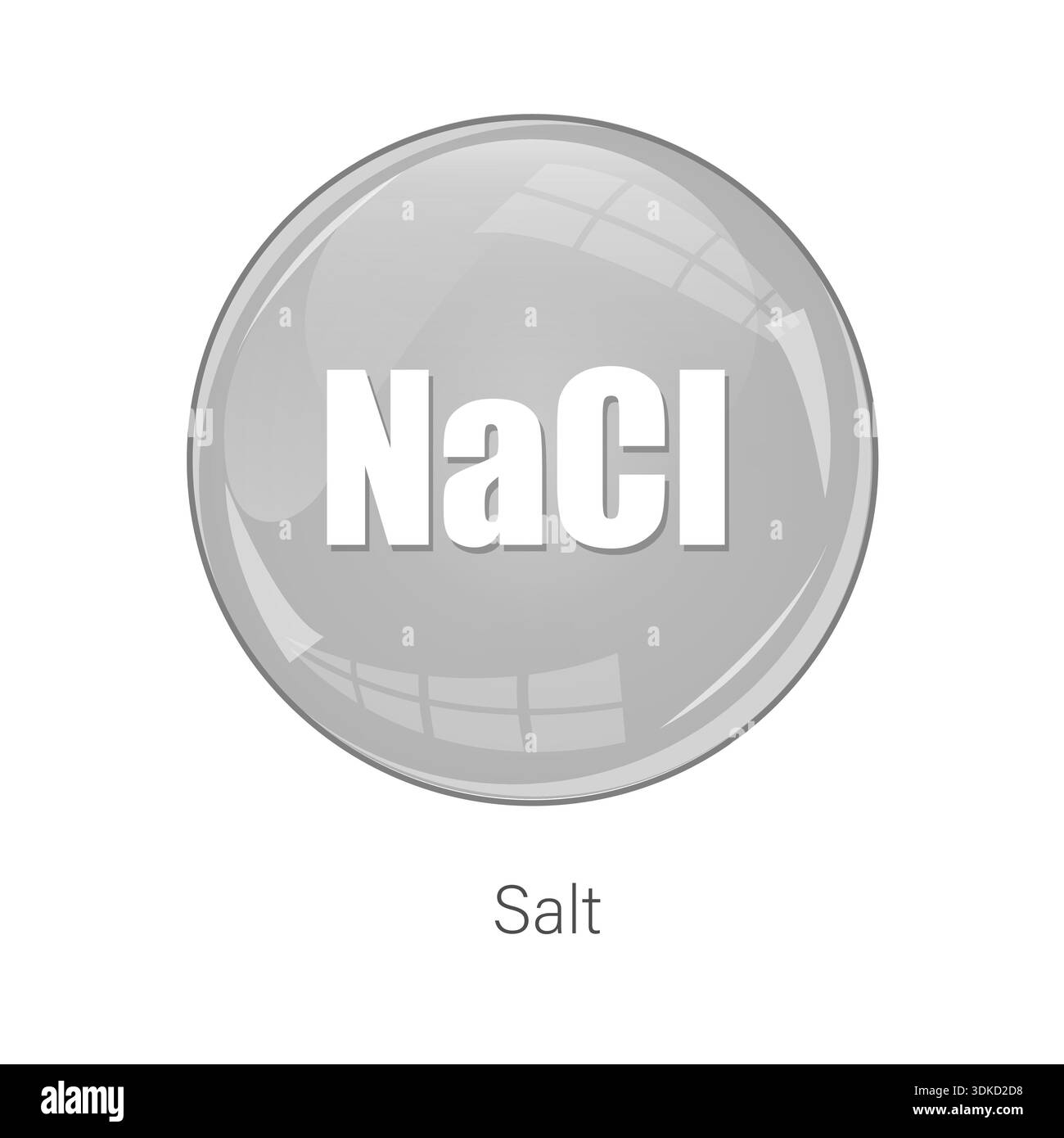 Table salt icon. Grey sphere symbol. Sodium chloride Vector. Chemistry ...