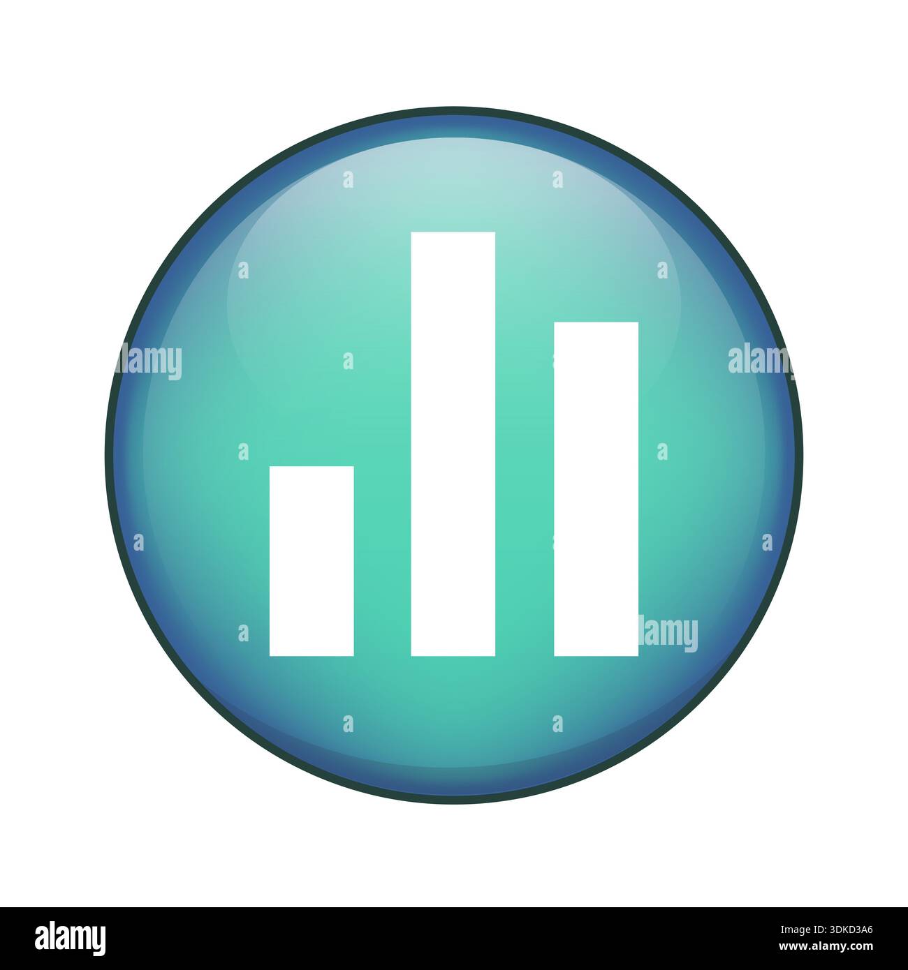 Chart bars symbol. Data analysis icon. Business graph Vector image. Blue green button. Stock Vector