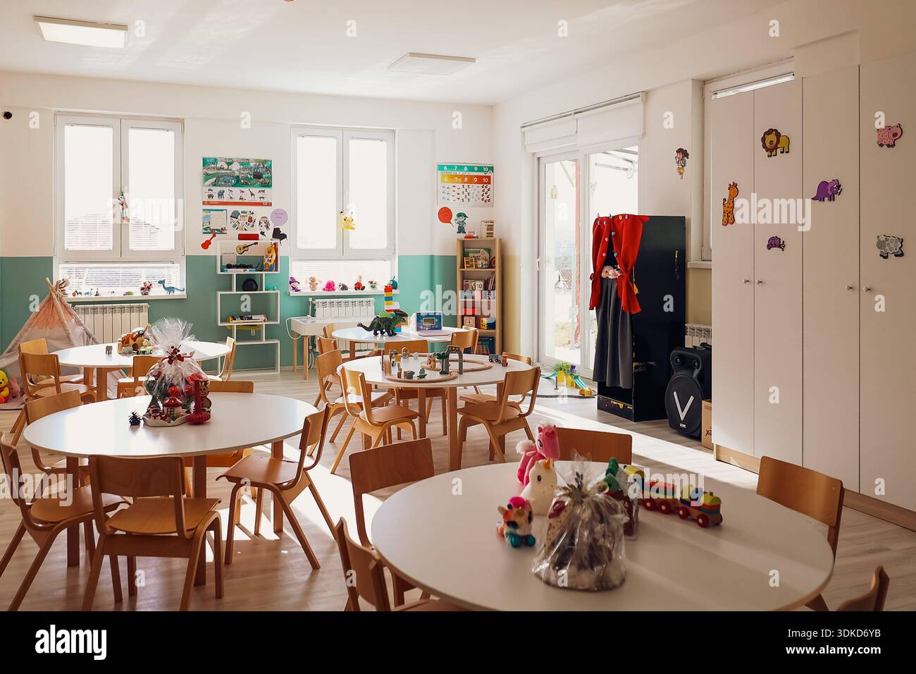 Bright Preschool Classroom Interior Stock Photo