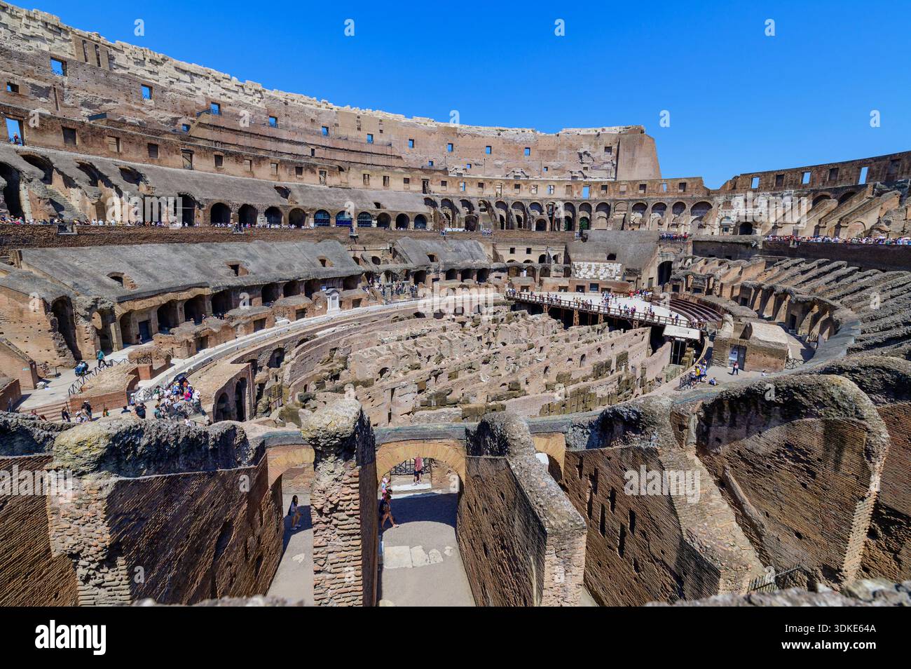 Interior view of the Colosseum amphitheater showing underground ...