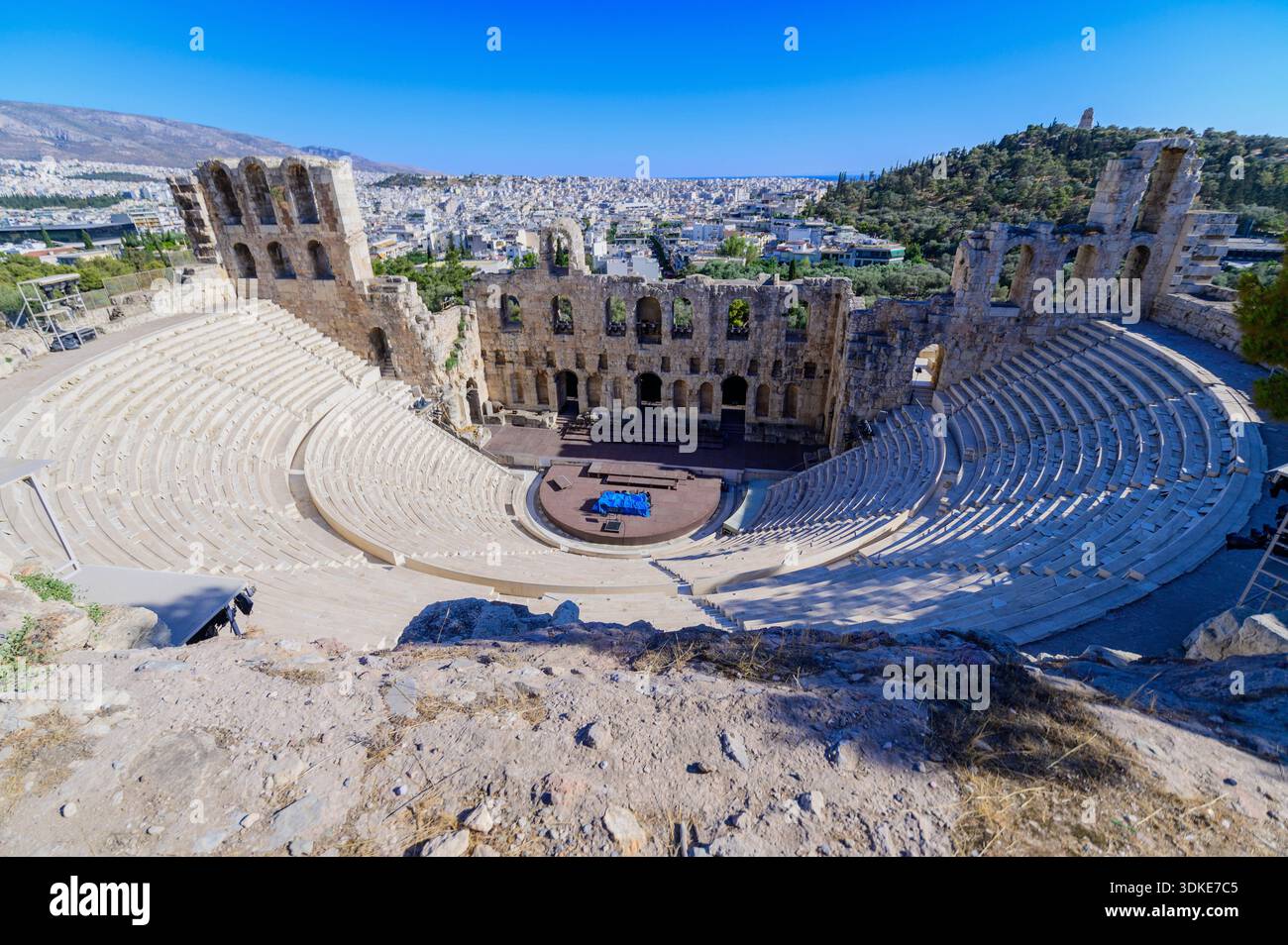 Odeon of Herodes Atticus, ancient stone amphitheater on the slope of ...