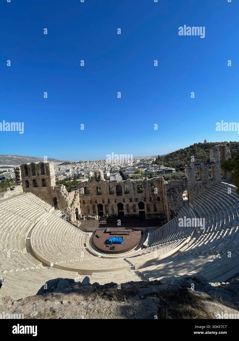 Vertical perspective of the Odeon of Herodes Atticus amphitheater with ...