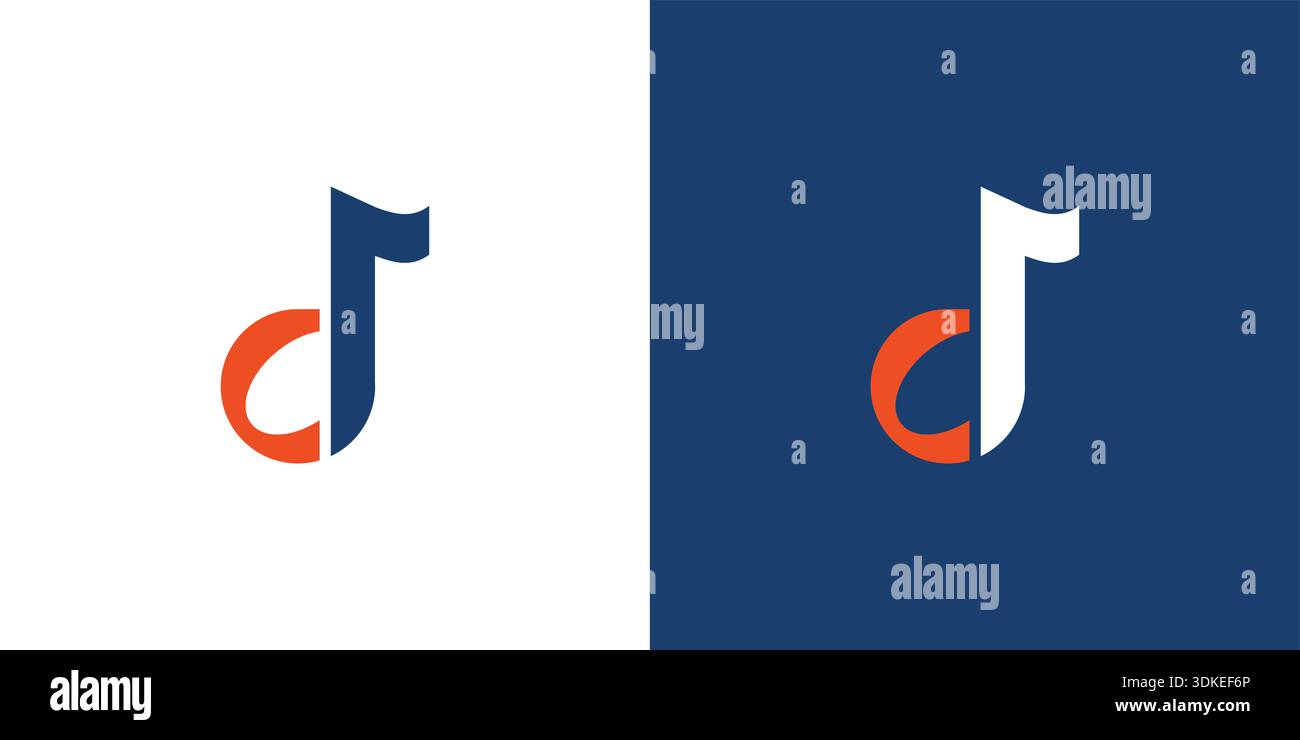 Modern and unique C initials music logo design Stock Vector