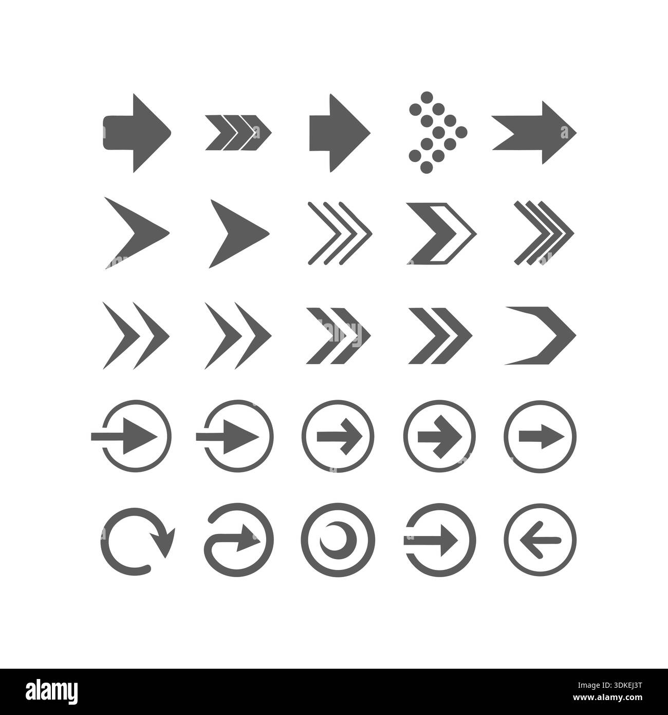 Right Arrow UI Navigation Icons Pack Vector Stock Vector