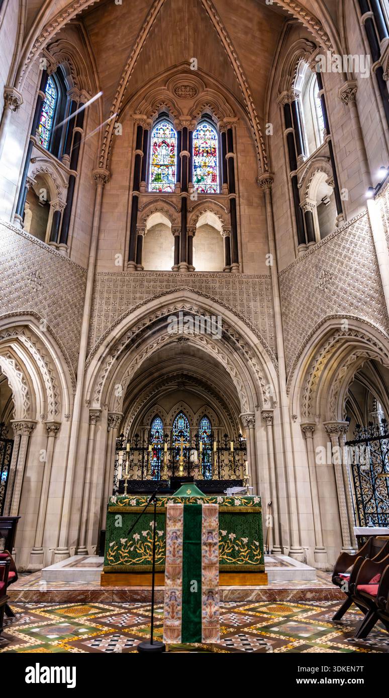 Main altar inside Christchurch Cathedral, in Dublin, Ireland, medieval church built in 11th century. Stock Photo
