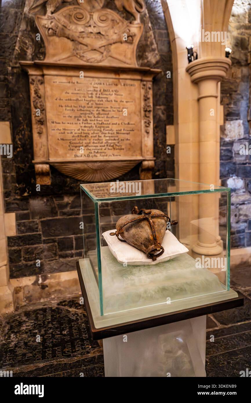 Reliquary containing the heart of Saint Laurence O’Toole, Archbishop of Dublin, displayed inside Christ Church Cathedral, in Dublin, Ireland Stock Photo