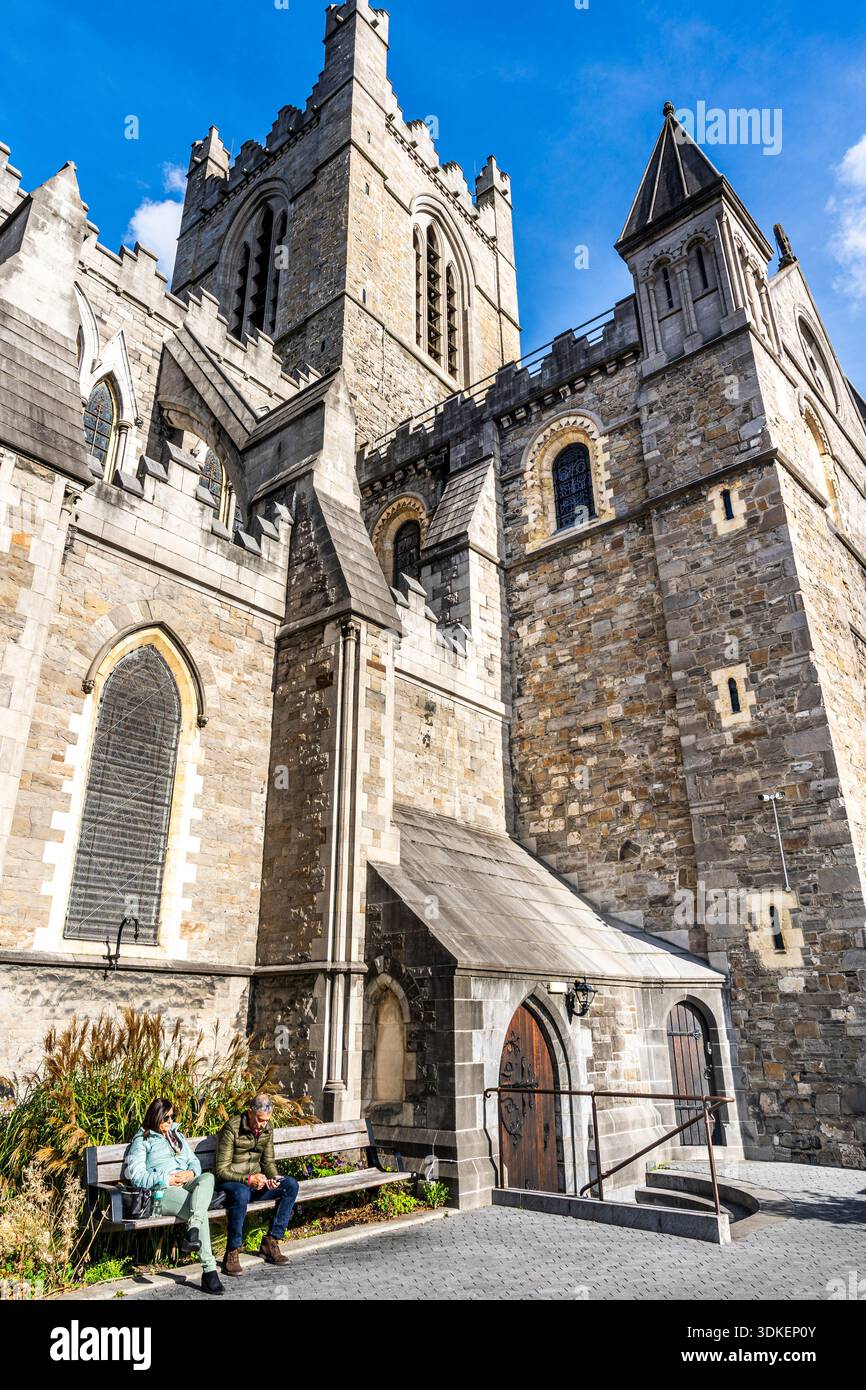 Exterior side view of Christchurch Cathedral, in Dublin, Ireland