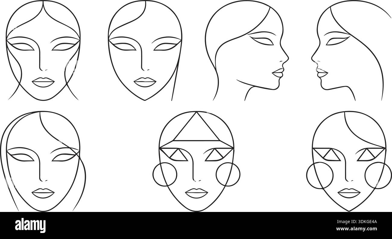 Collection of abstract geometric face logos. Set contains seven simple ...