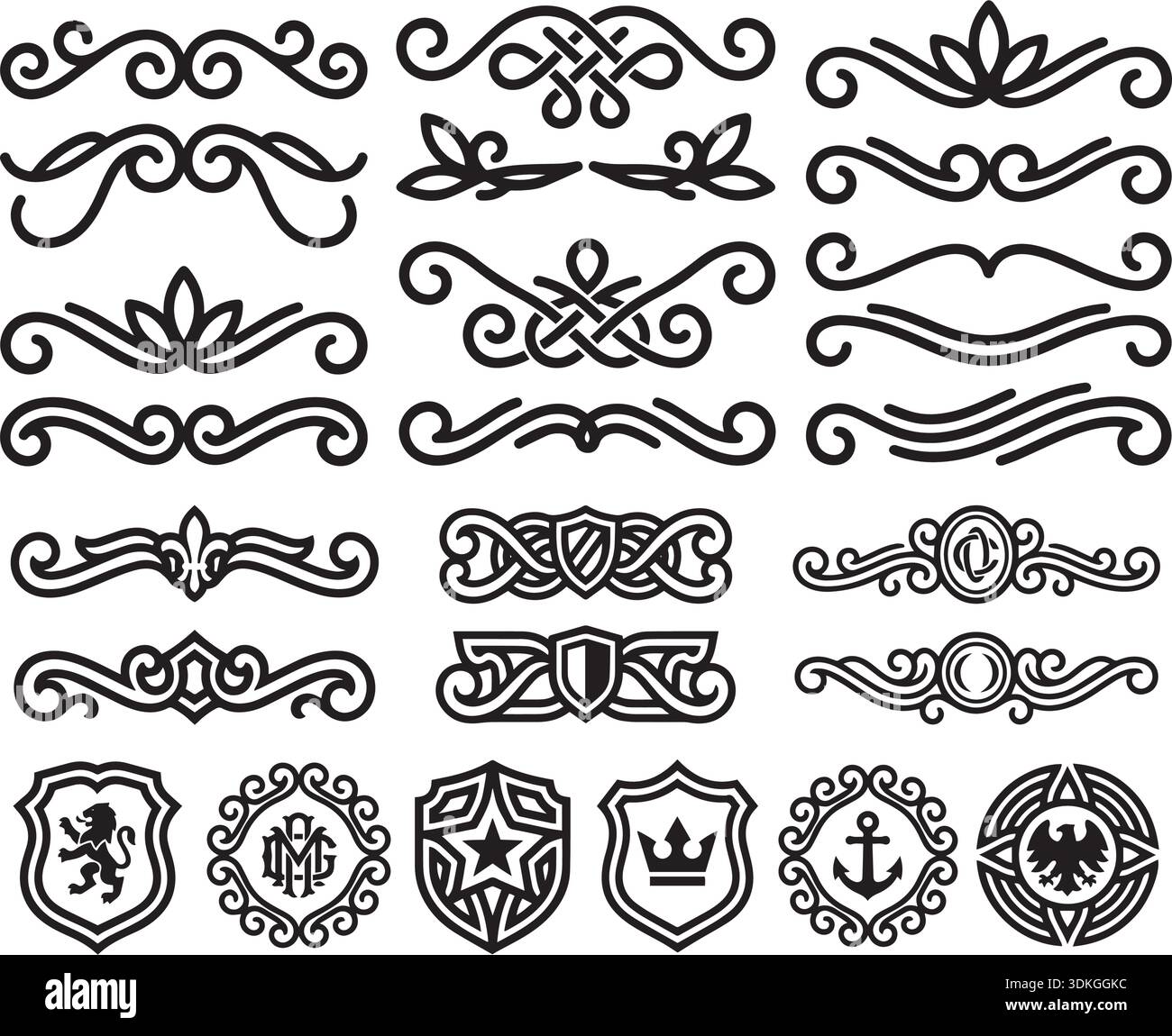 Monogram Divider Set of decorative design elements. Collection of vector calligraphic ...
