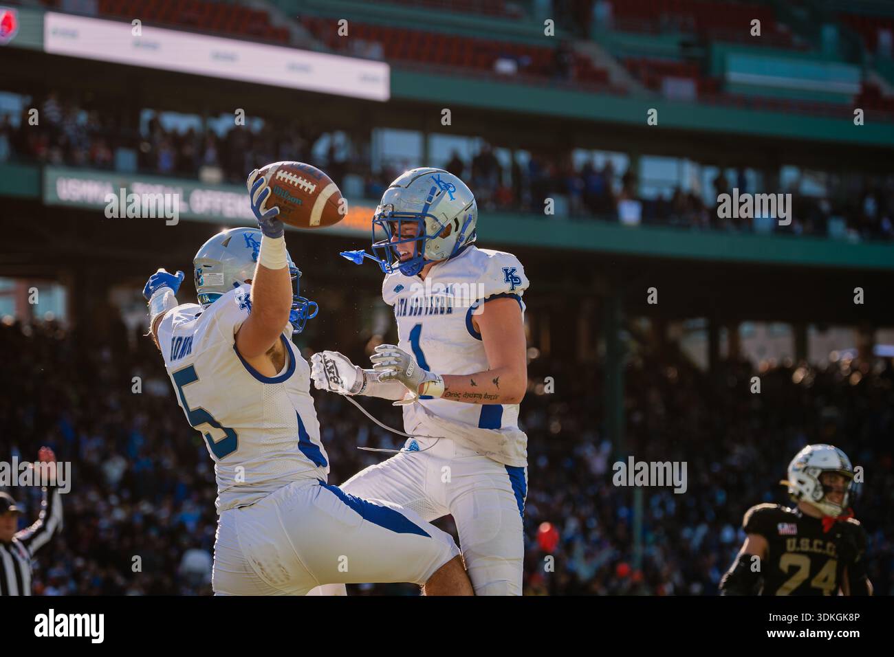 US Merchant Marine Academy senior tight end Ben Rini celebrates a ...
