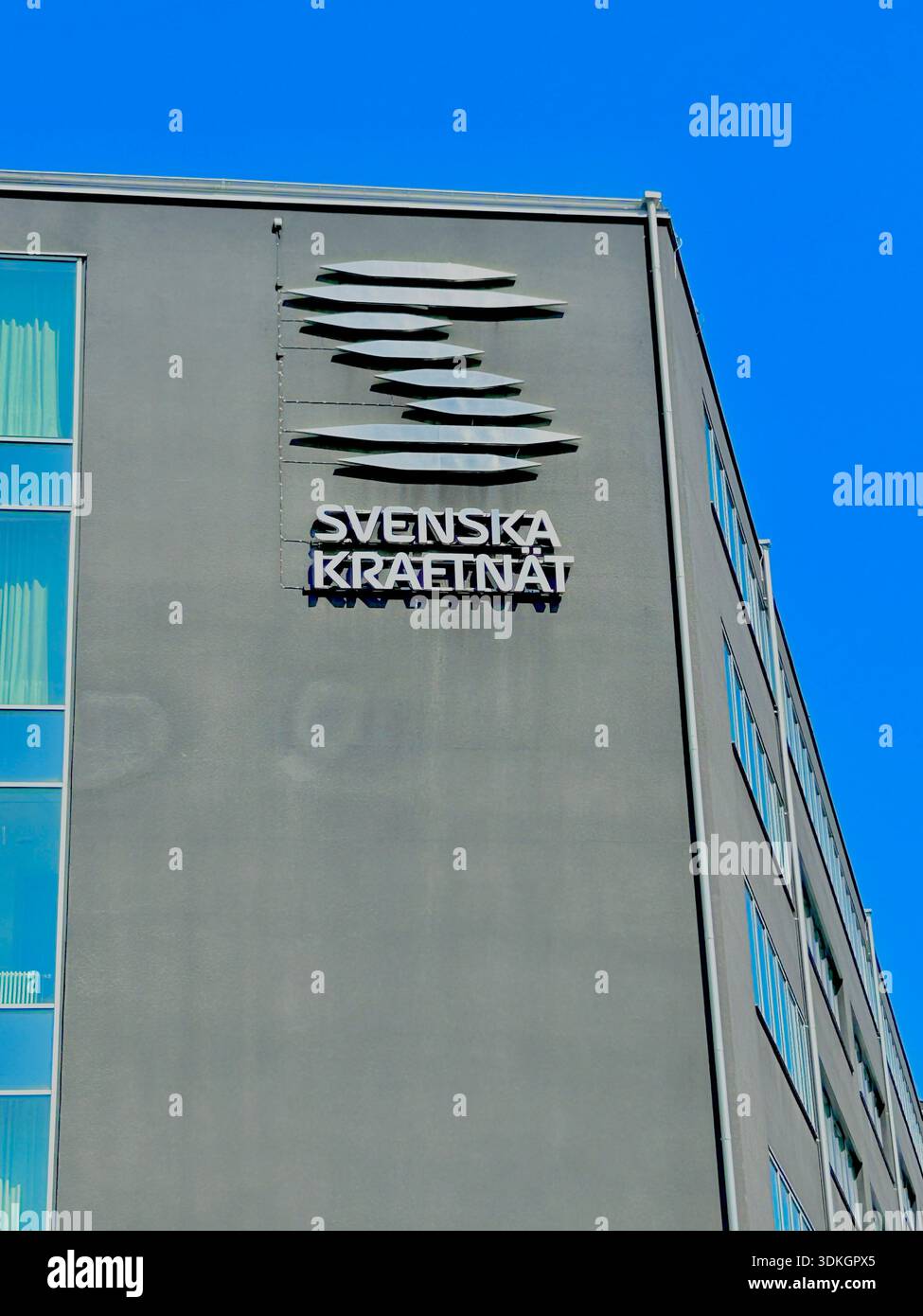 Svenska kraftnät logtype on the head office facade in Sundbyberg, Stockholm, Sweden. - Smartphone Captured Stock Image