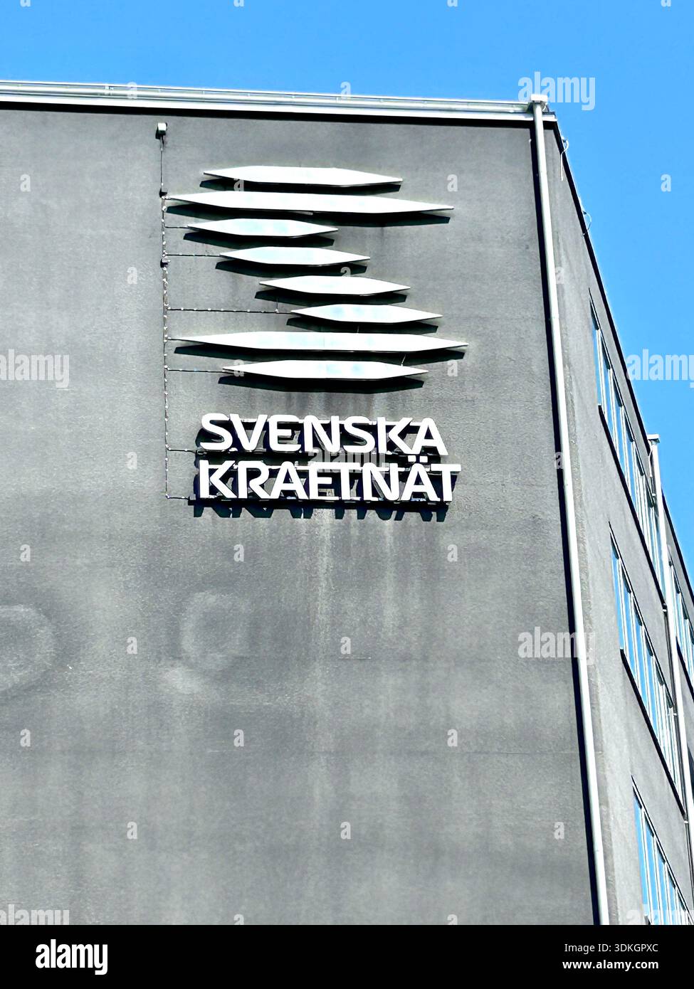 Svenska kraftnät logtype on the head office facade in Sundbyberg, Stockholm, Sweden. - Smartphone Captured Stock Image