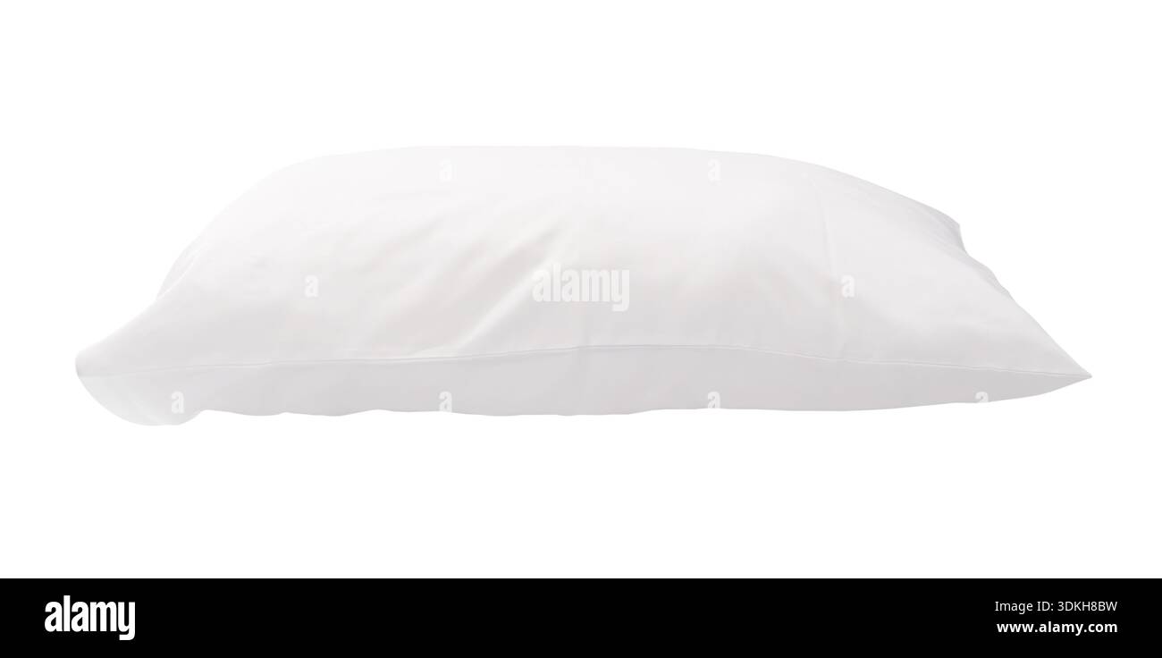 One white pillow is isolated on white background with clipping path. Stock Photo