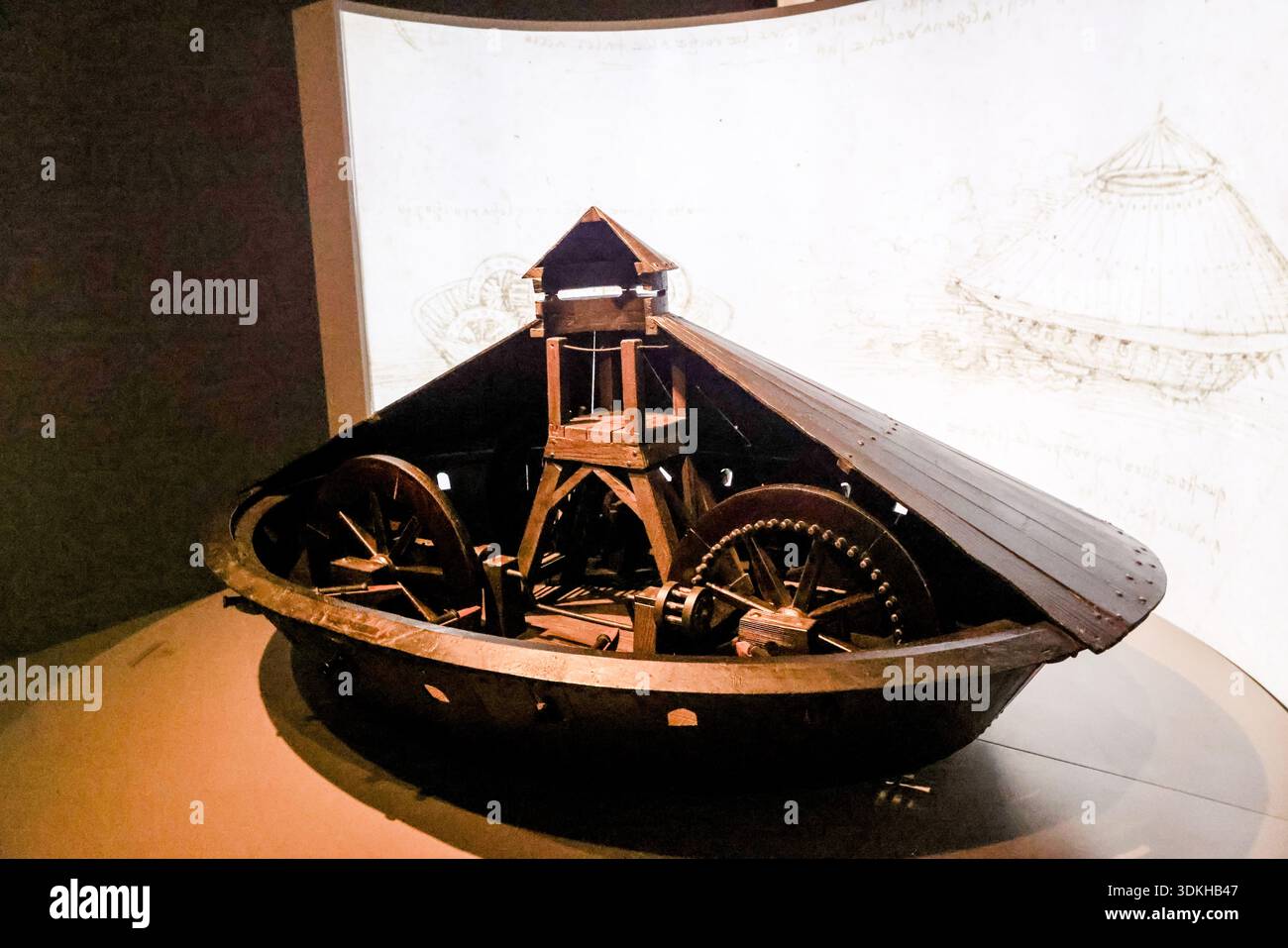 Italy Inventions Leonardo da Vinci mechanical inventions exhibit inside the Museo ...