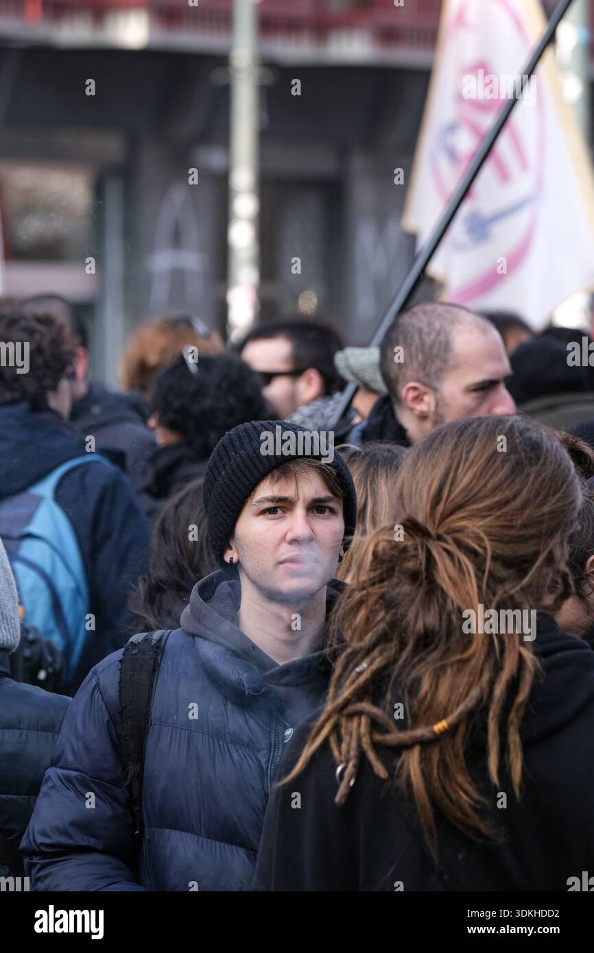 Turin, January 31, 2026. People take part in a national demonstration ...