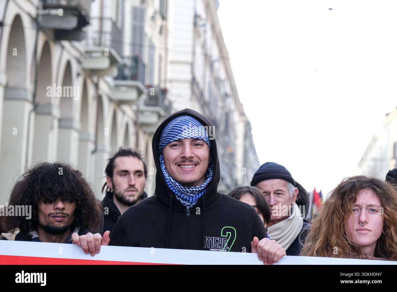 Turin, January 31, 2026. People take part in a national demonstration ...