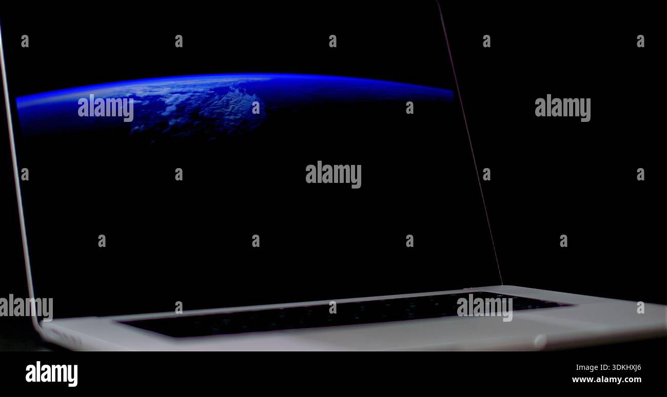 Futuristic Earth Display, Advanced Computer Visualization Featuring Planet Earth And Cosmic Scenery Stock Photo