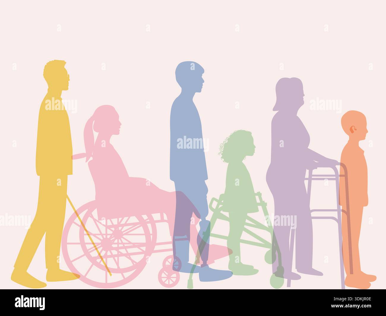 Silhouette illustration of people with diverse disabilities, including ...