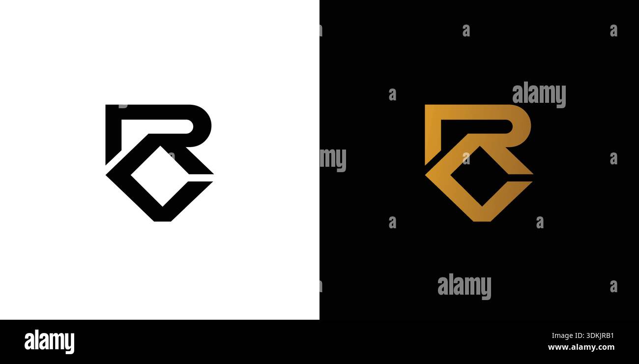 Strong and modern letter RC initials logo design Stock Vector