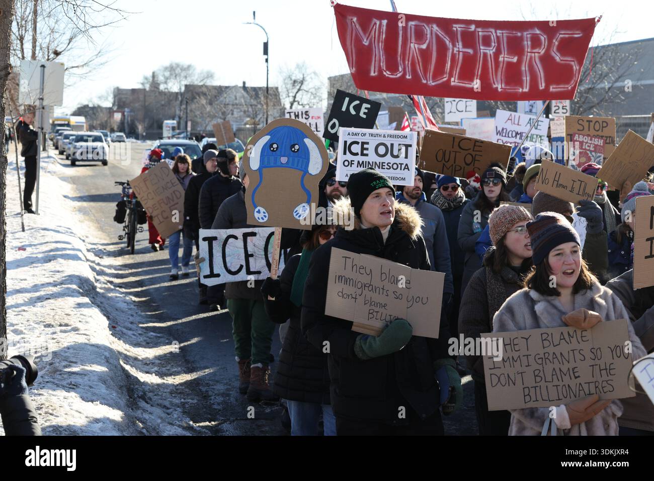 Minneapolis, MN, USA. 31st Jan, 2026. Demonstrators brave extreme cold ...