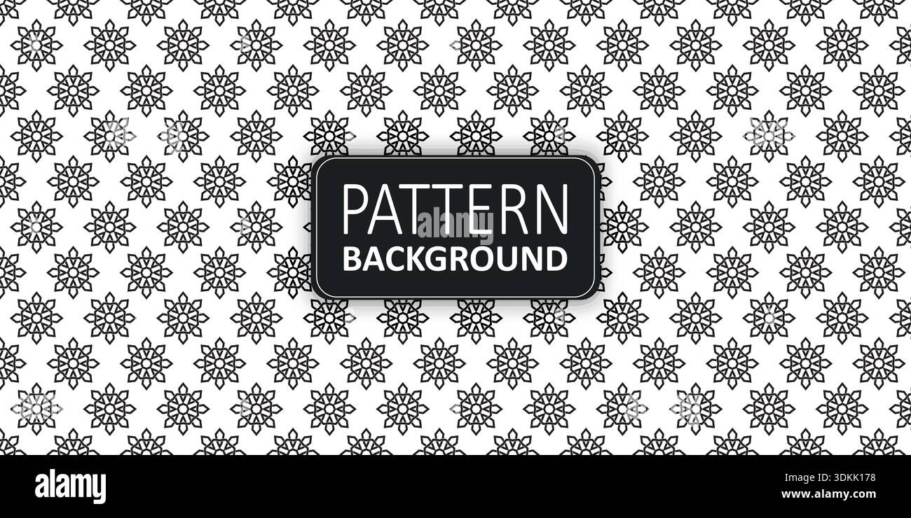 Black and white repeating star floral background Stock Vector