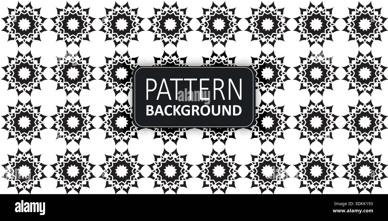Black and white repeating geometric floral background Stock Vector
