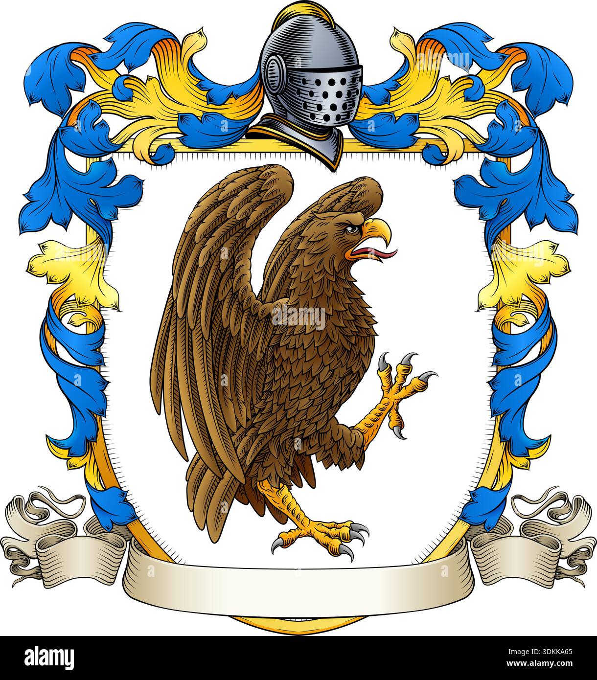 Eagle Coat of Arms Family Crest Heraldic Shield Stock Vector Image