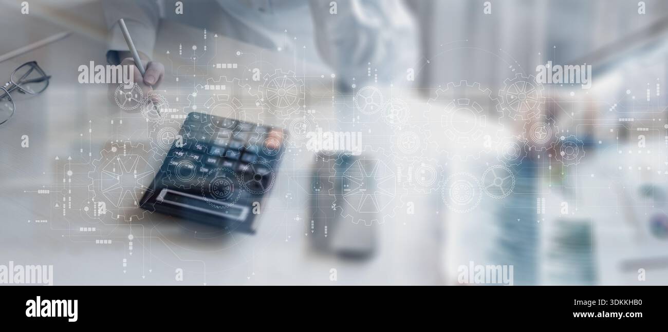 Mobile Device Integration with Digital Automation and System Optimization Processes. Stock Photo