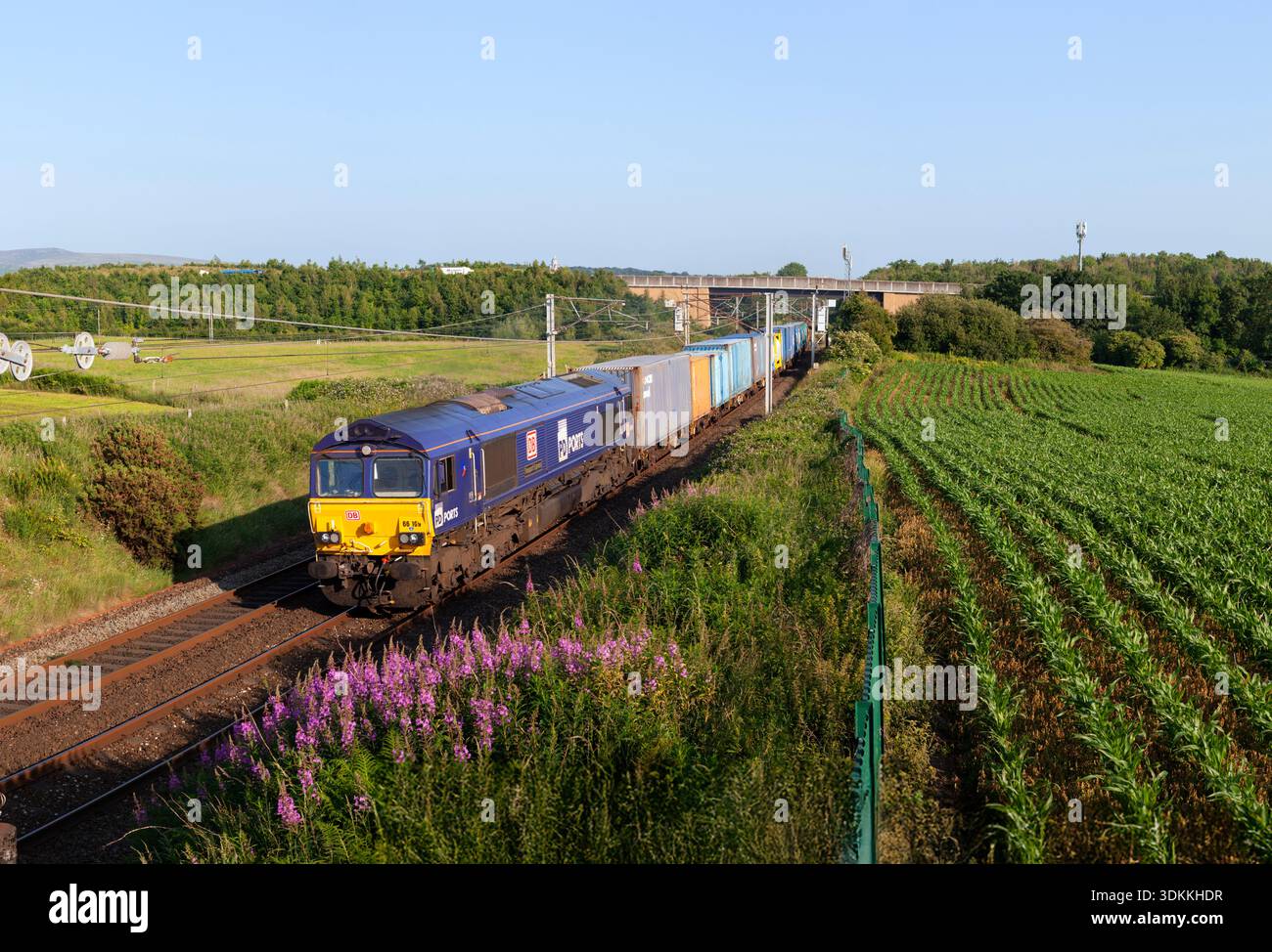 Container Train Db DB Cargo Rail UK class 66 diesel locomotive 66109 on the west coast ...