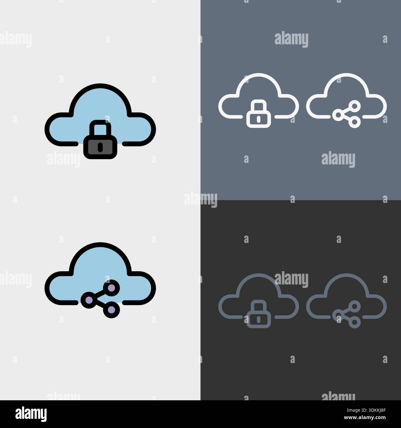 Cloud computing symbol - Cloud computing, cloud infrastructure, technology and network vector symbol set. Stock Vector