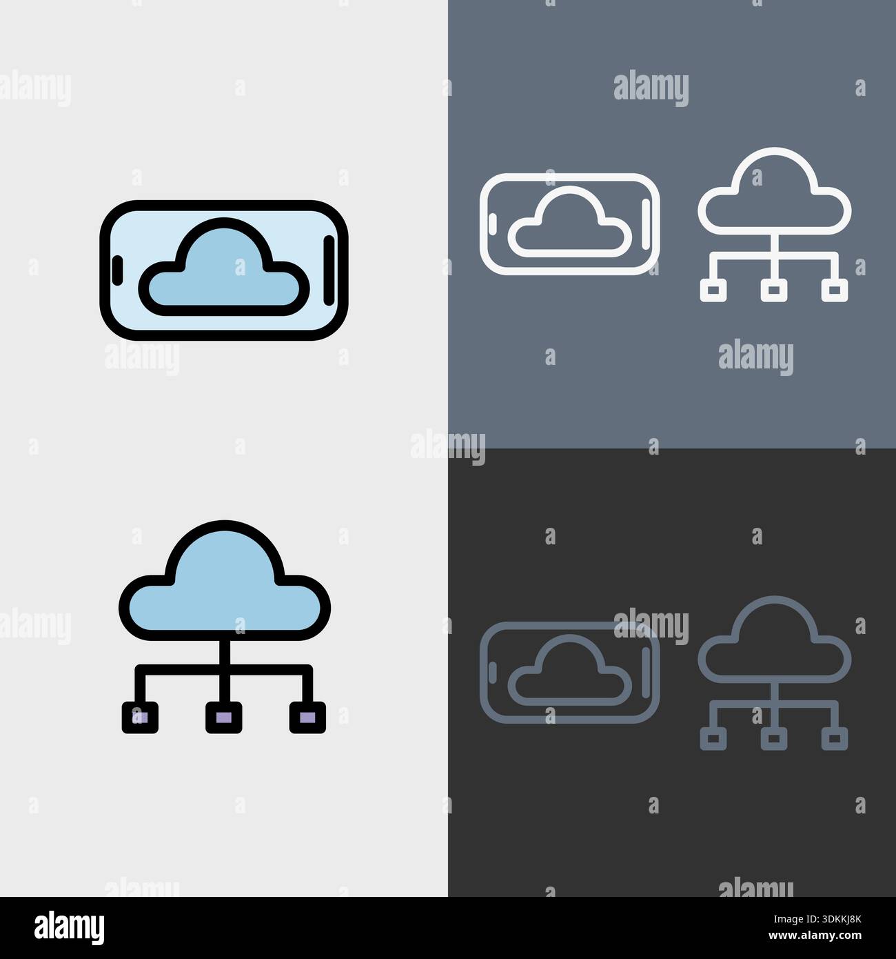 Cloud computing symbol - Cloud computing, cloud infrastructure, technology and network vector symbol set. Stock Vector