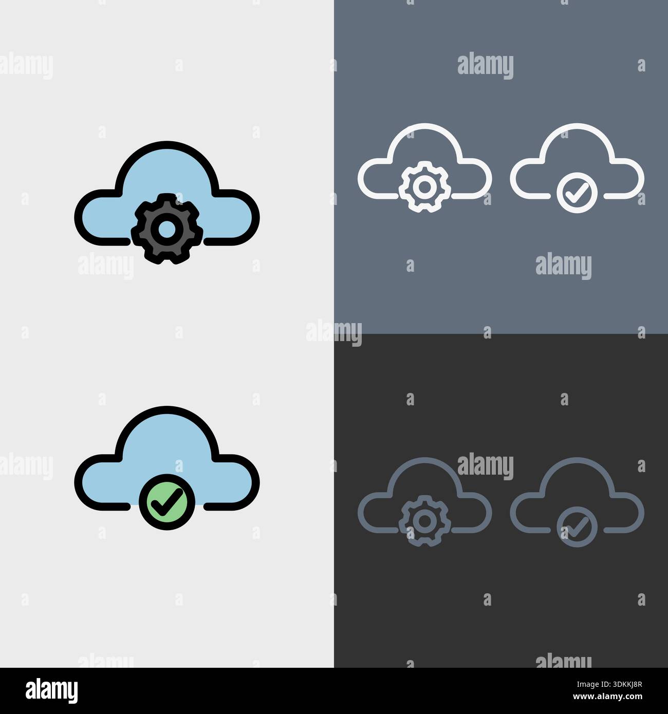 Cloud computing symbol - Cloud computing, cloud infrastructure, technology and network vector symbol set. Stock Vector