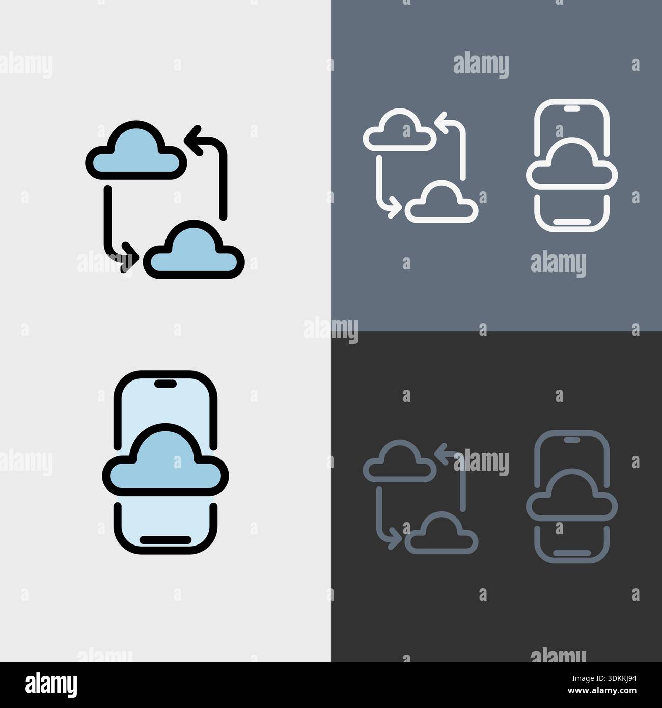 Cloud computing symbol - Cloud computing, cloud infrastructure, technology and network vector symbol set. Stock Vector