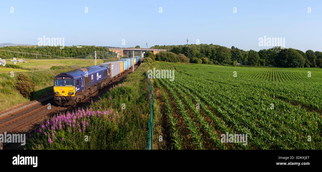 Container Train Db DB Cargo Rail UK class 66 diesel locomotive 66109 on the west coast ...