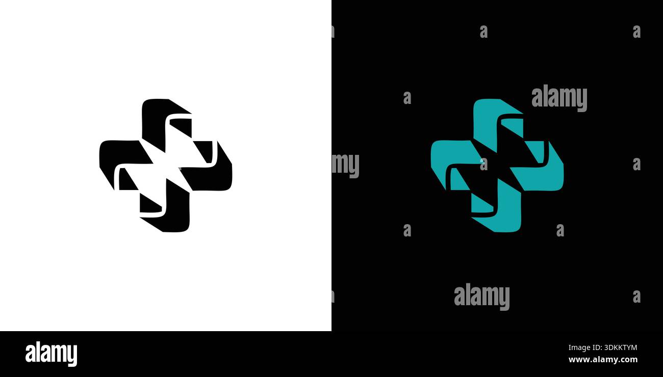 Modern and unique Cube plus logo design Stock Vector