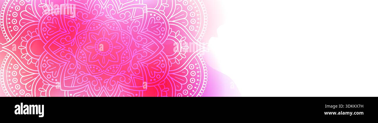 Pink Mandala Pattern on white background. Stock Vector