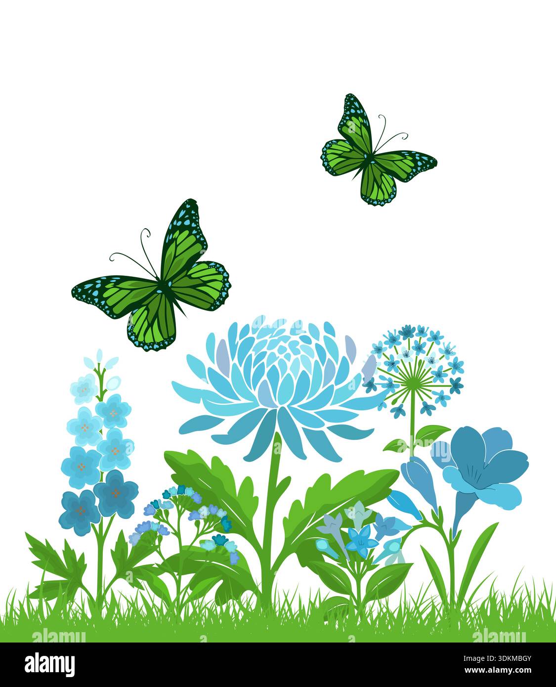 Border blue spring flowers Stock Vector Images - Alamy